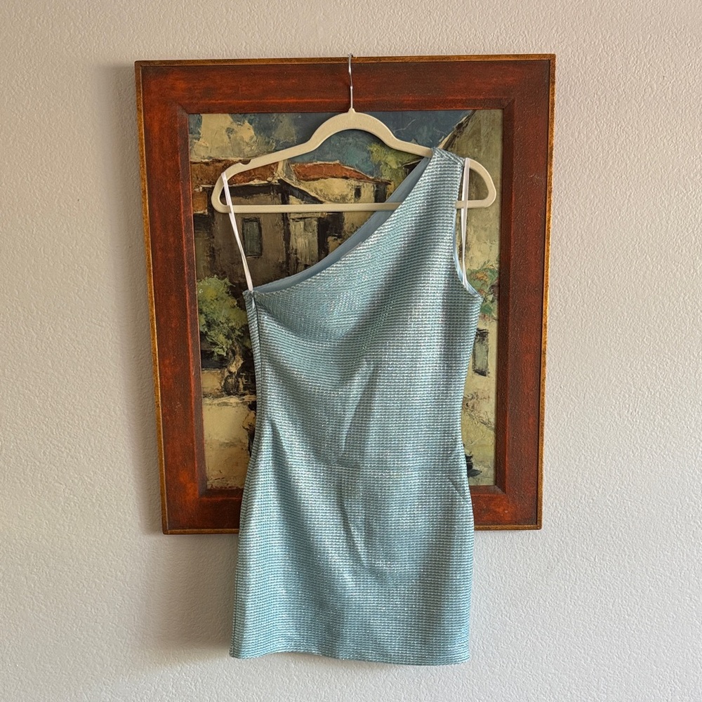 Superdown Light Blue Textured Dress
